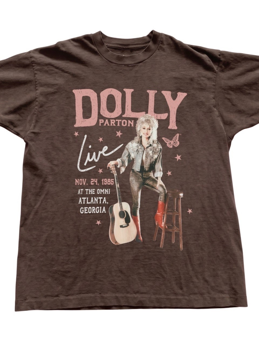 Gildan Brown Tee with Pink Dolly Parton Graphic, Gift For Her, For Him